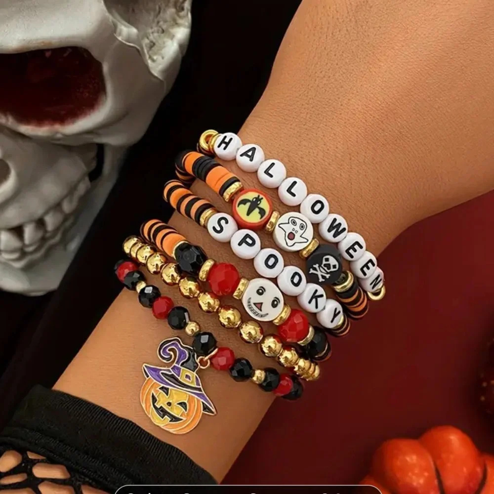 Halloween Beaded Stretchy Bracelets - friendship bracelets